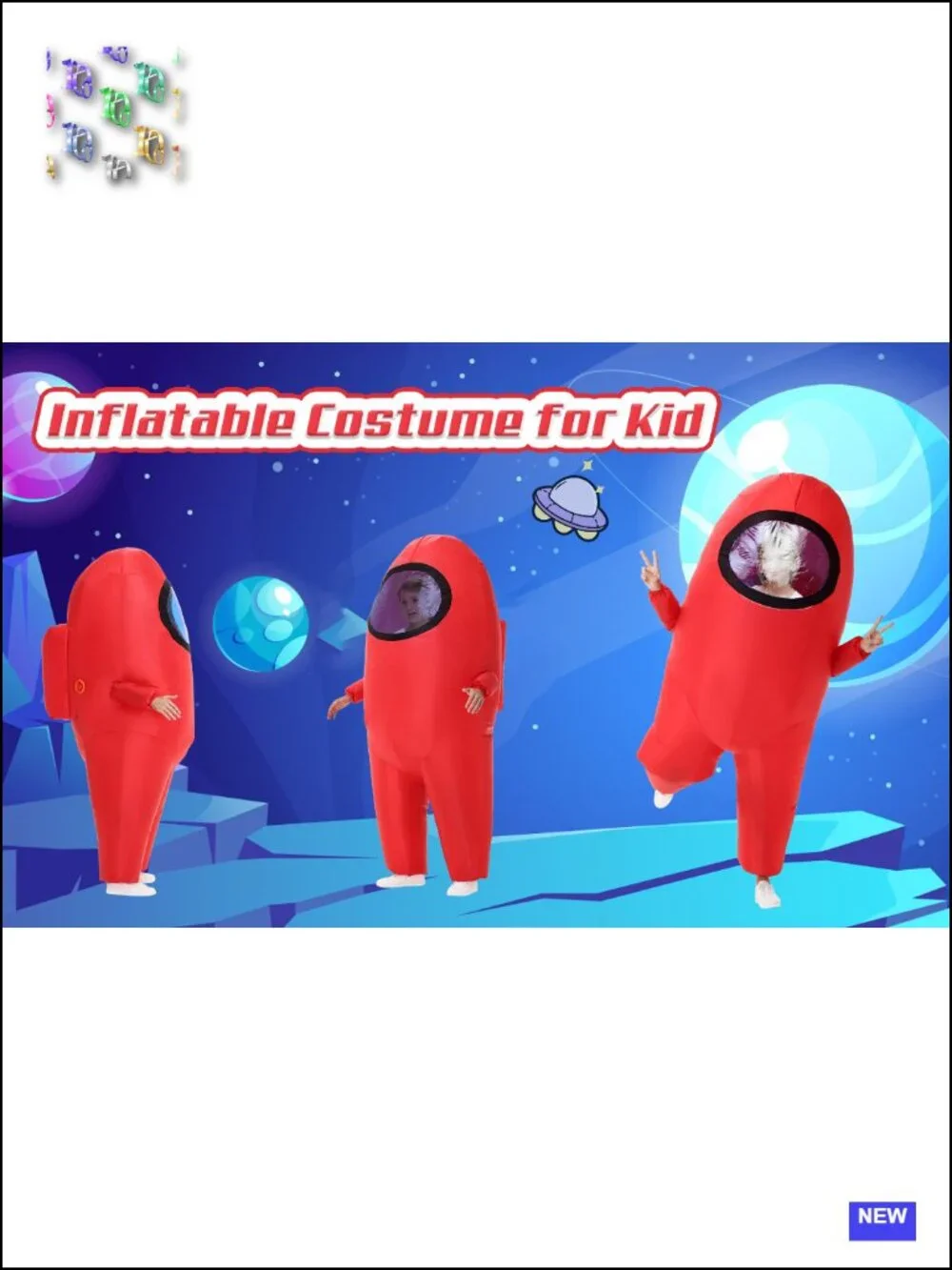 Inflatable Astronaut Costume Kids Halloween Blow Up Space Suit Cosplay